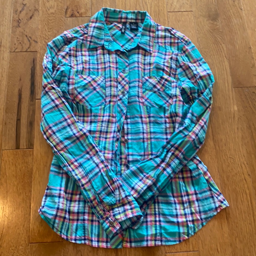 Green Plaid Button Up